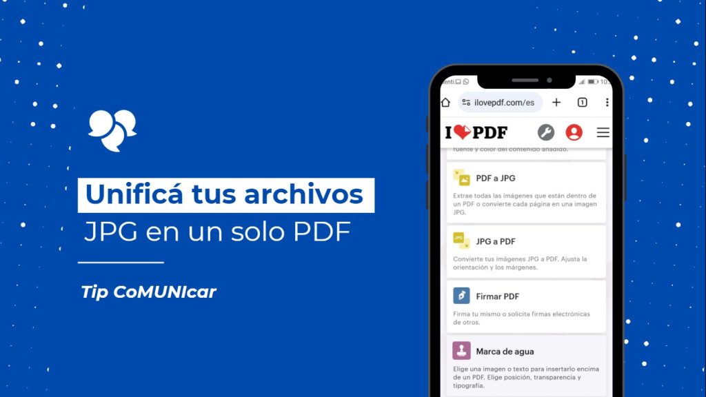 Acceso al Tip de cómo unificar tus archivos JPG en PDF